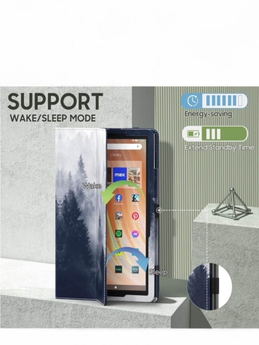Gray Forest Amazon Fire HD 10/10 Plus Case - Picture 8 of 12